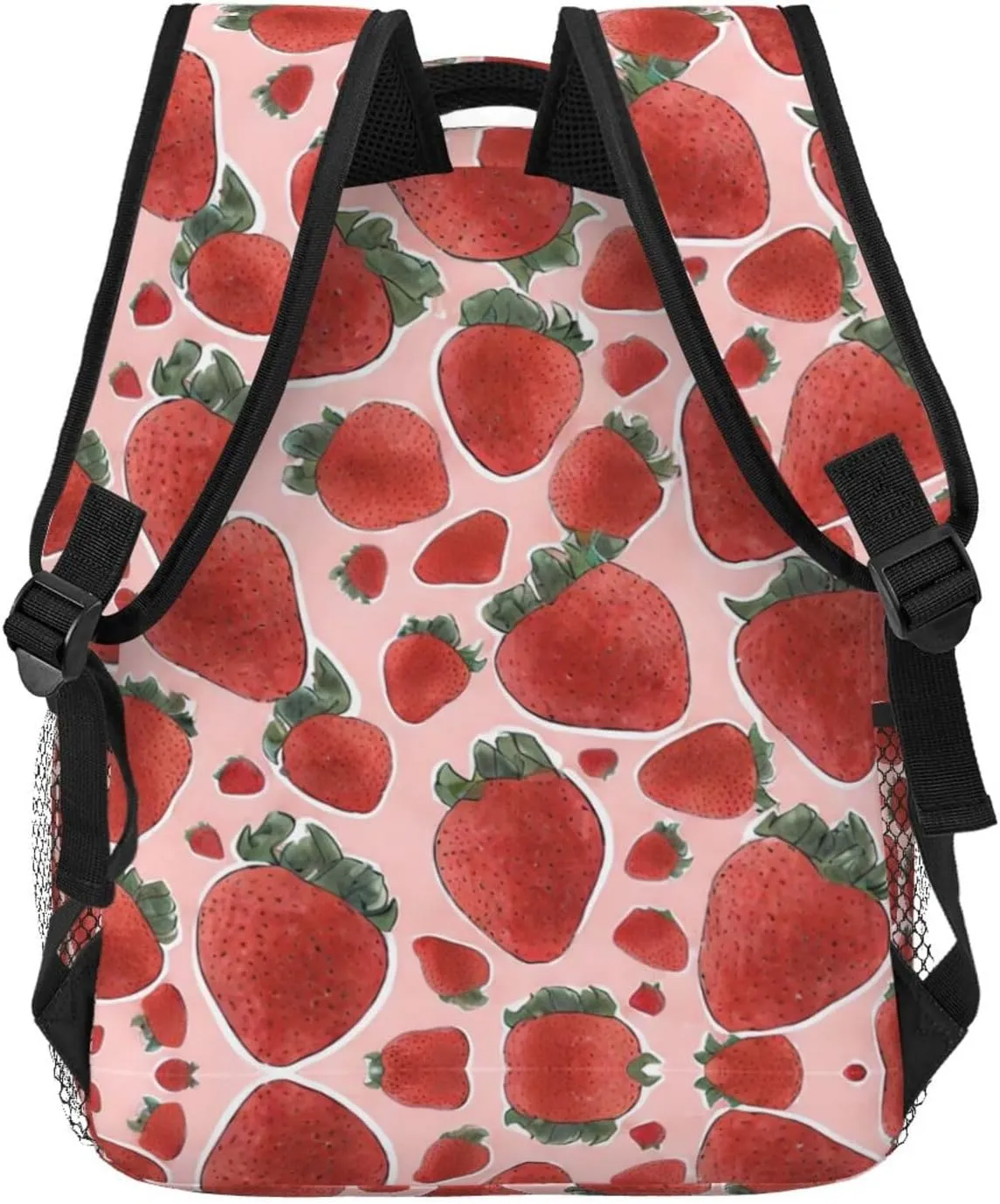 Adults Lightweight Strawberry Fruit Art Rucksacks Large Capacity Bookbag With Adjustable Shoulder Straps for Trekking Outdoors Bicycle