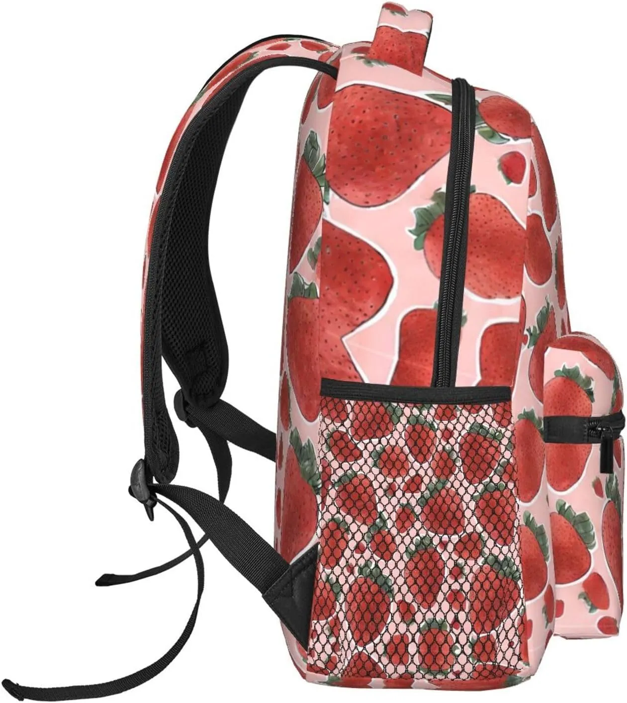 Adults Lightweight Strawberry Fruit Art Rucksacks Large Capacity Bookbag With Adjustable Shoulder Straps for Trekking Outdoors Bicycle