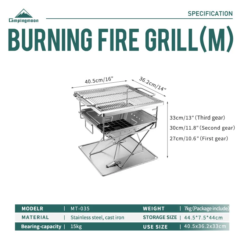 AI-powered 20X13In Fire MT-035 Grill Pit Campingmoon All-in-one solution