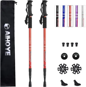 Aihoye Collapsible Trekking Poles - 2 Pack, Lightweight, Anti-Shock Walking Sticks - Adjustable for Men and Women