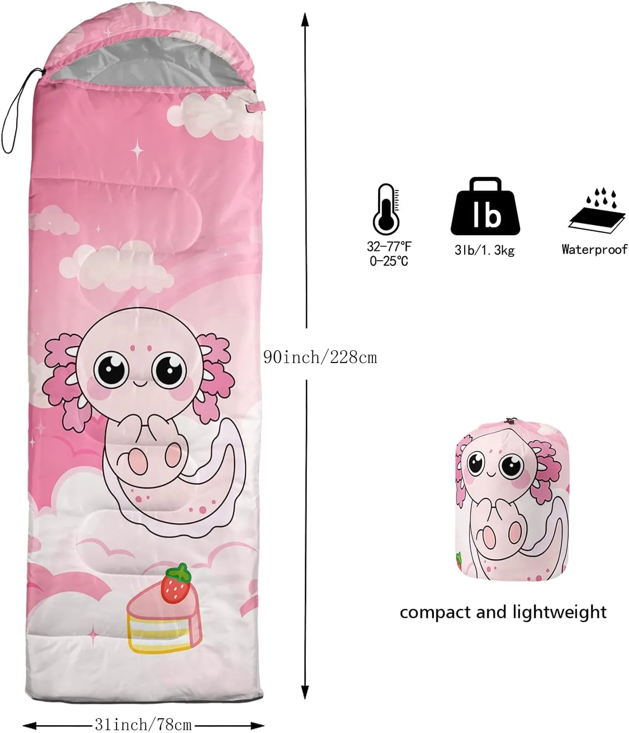 AILONEN Black & Gold King Crown Sleeping Bag for Boys Girls,Warm and Cool Weather,Lightweight,Waterproof Backpacking,King and Queen Money Dollar Printed Sleeping Bag for Camping