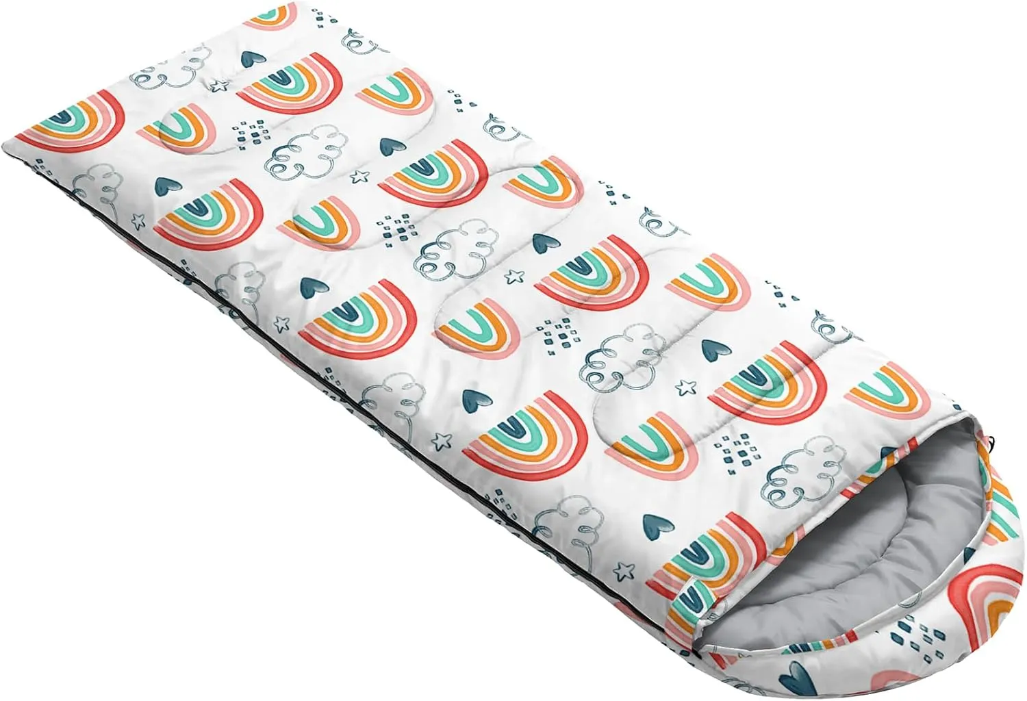 AILONEN Cartoon Fox Camping Sleeping Bag for Boys Girls Adults,Lightweight & Waterproof,3 Season Warm & Cold Weather,Portable,Kawaii Fox Printed Sleeping Bag,Traveling,Camping,Hiking