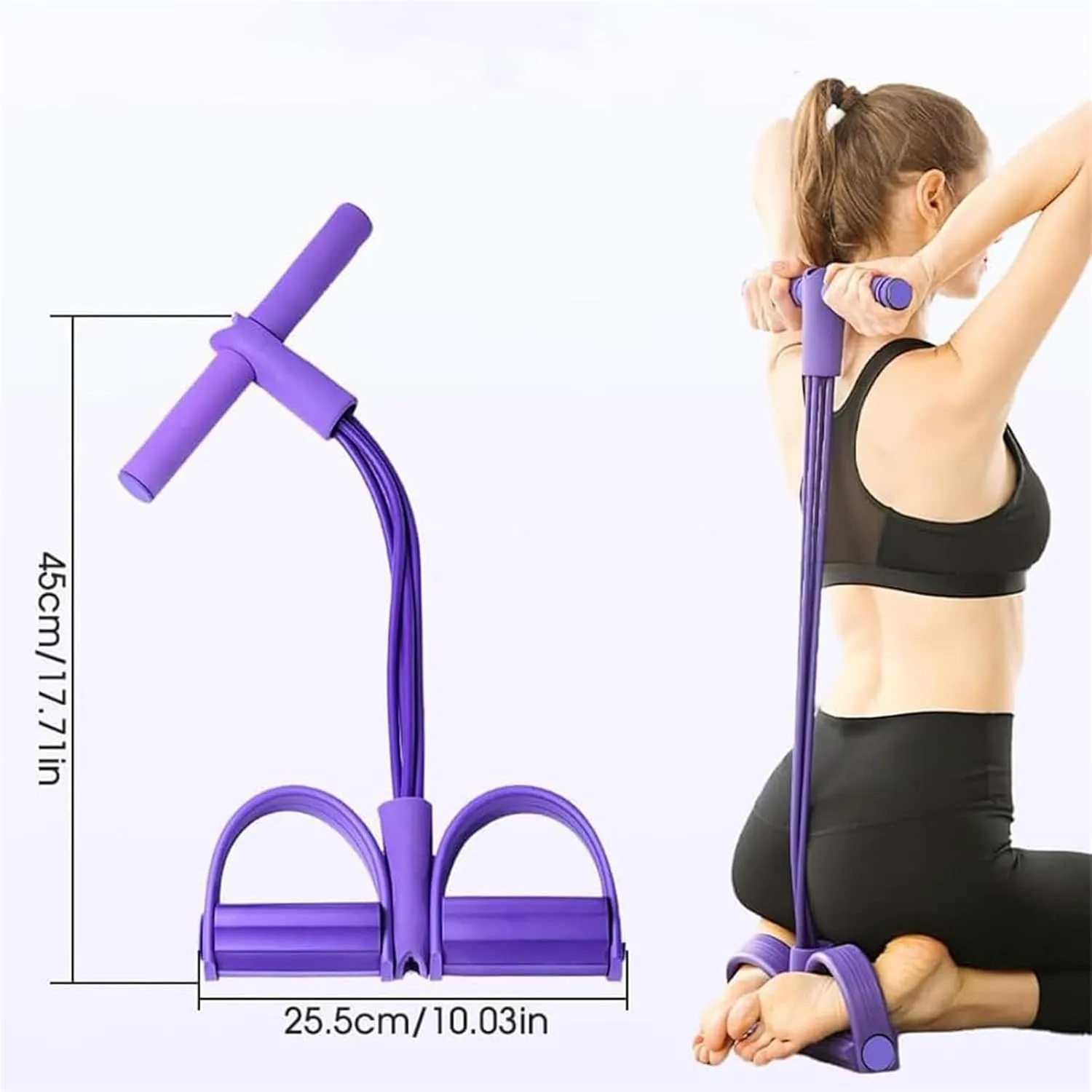 Aimierbuy Stirrup Puller, 21 Fitness Resistance Bands-4 Tube Pedal Ankle Puller, Stirrup Puller for Exercise, Foot Pedal Resistance Band for Women, Ab Training Auxiliary Device with Handle