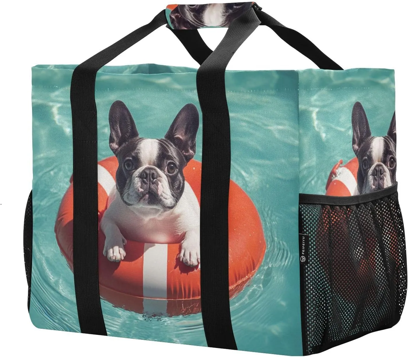 ALAZA French Bulldog Cute Puppy Sleeping in Blanket Waterproof Beach Tote Bags