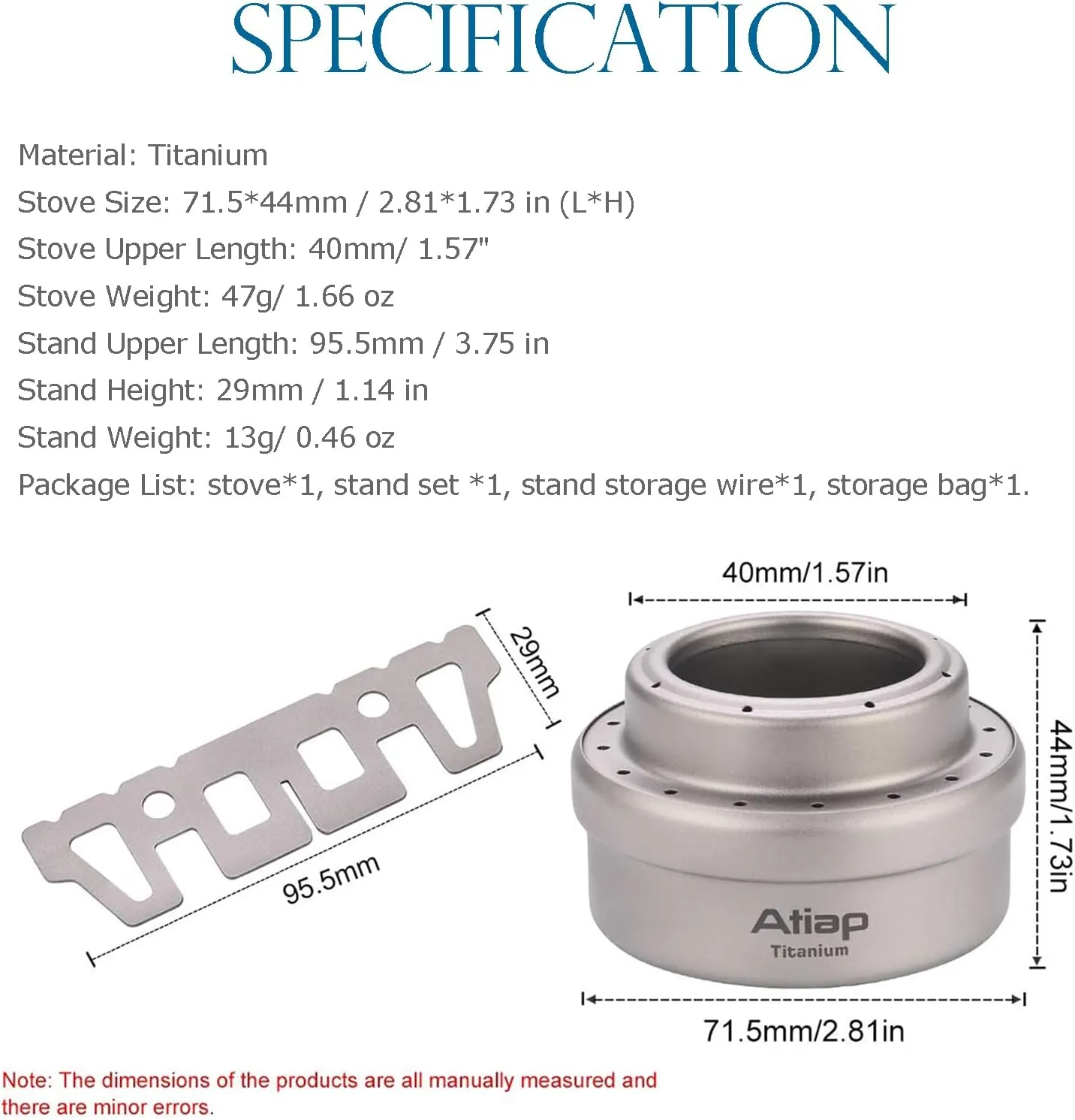 Alcohol Stove Backpacking Stove Camping Stove Alcohol Burner with Cross Stand Titanium Ultralight Portable