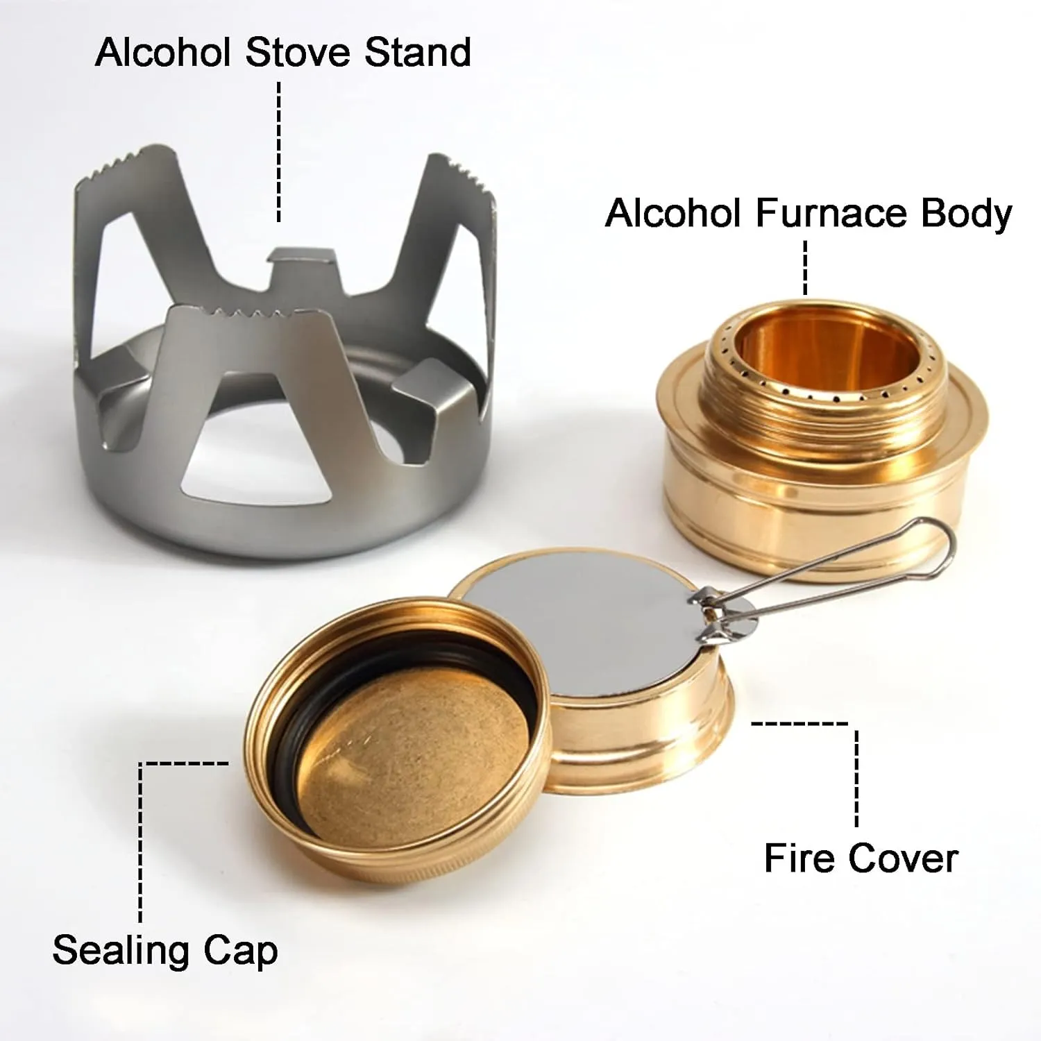 Alcohol Stove for Backpacking, Mini Camping Stove Ultralight Portable Alcohol Burner Aluminum Copper Spirit Stove for Outdoor Hiking BBQ Boil Water Cooking Picnic Stove(Silver)