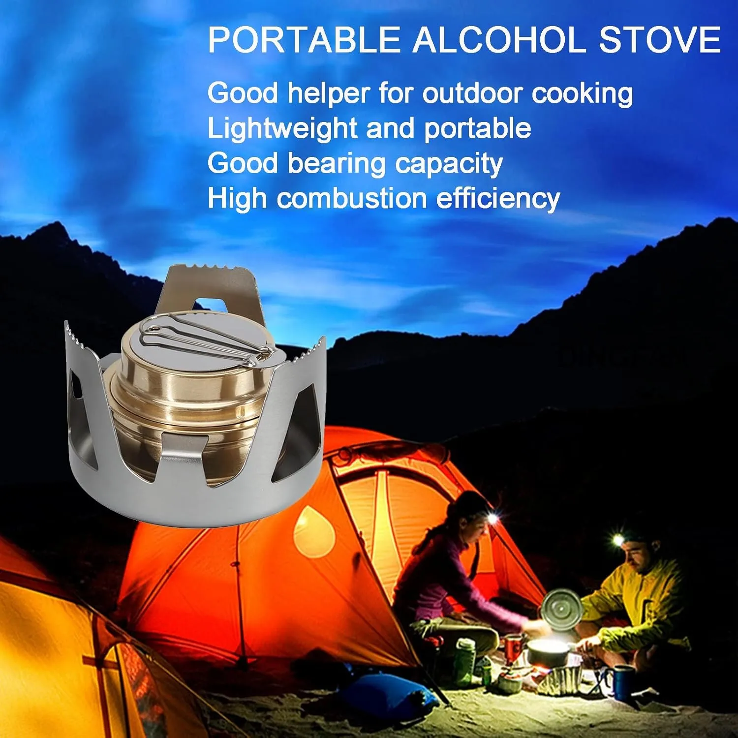 Alcohol Stove for Backpacking, Mini Camping Stove Ultralight Portable Alcohol Burner Aluminum Copper Spirit Stove for Outdoor Hiking BBQ Boil Water Cooking Picnic Stove(Silver)