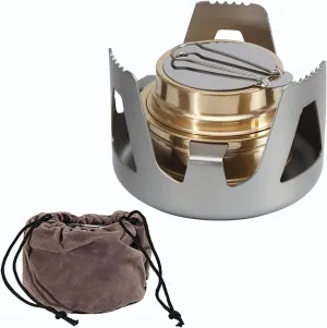 Alcohol Stove for Backpacking, Mini Camping Stove Ultralight Portable Alcohol Burner Aluminum Copper Spirit Stove for Outdoor Hiking BBQ Boil Water Cooking Picnic Stove(Silver)