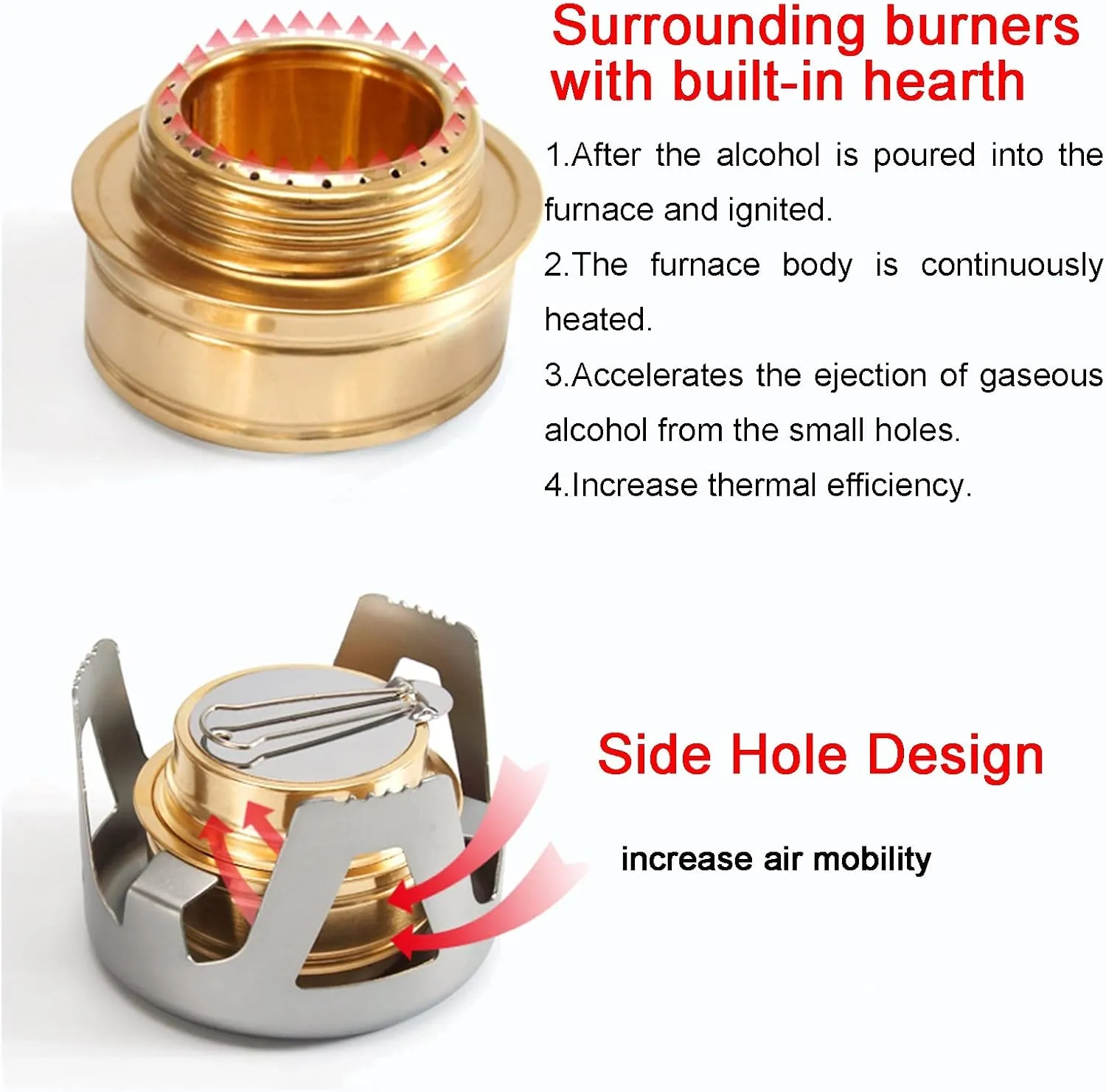 Alcohol Stove for Backpacking, Mini Camping Stove Ultralight Portable Alcohol Burner Aluminum Copper Spirit Stove for Outdoor Hiking BBQ Boil Water Cooking Picnic Stove(Silver)