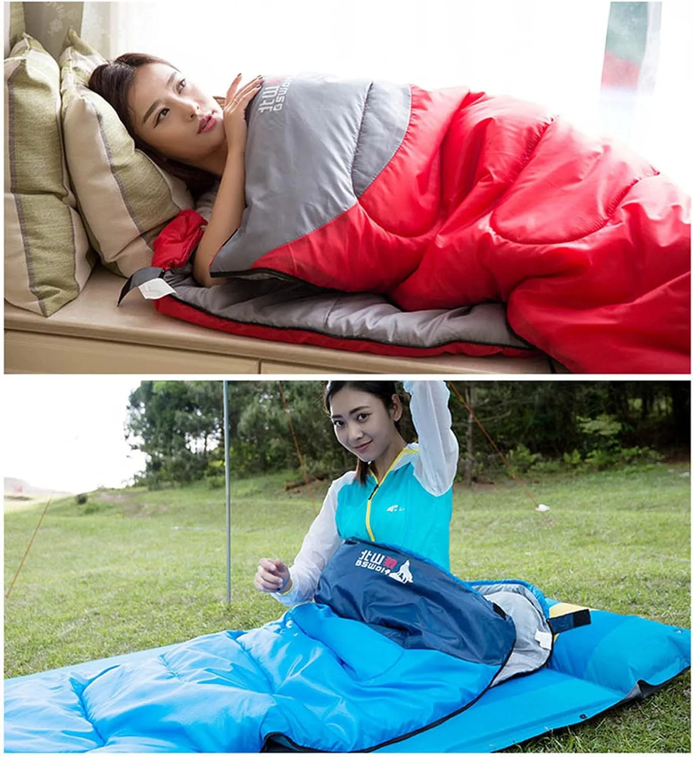 All Season Splicable Sleeping Bag Outdoor Portable Waterproof Cotton Heat Retain Sleeping Bag for Adults & Kids - Indoor & Outdoor: Camping, Backpacking, Hiking,