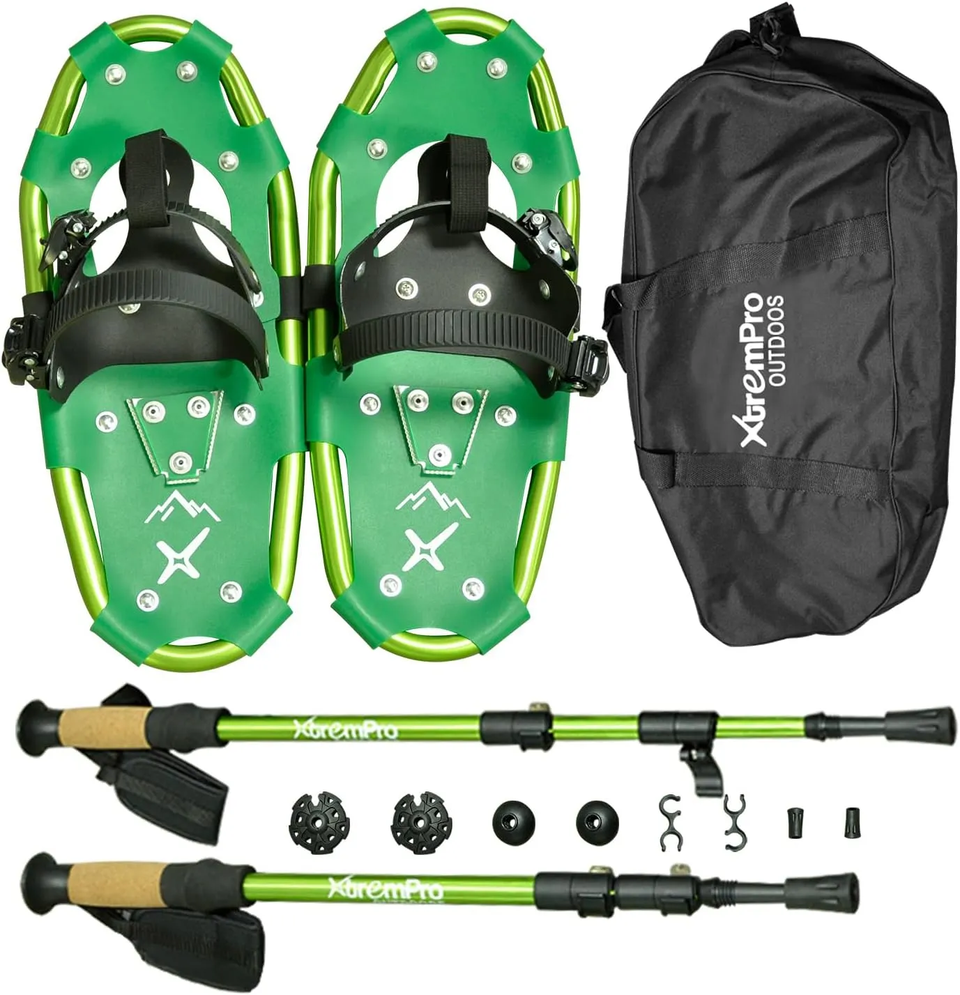 All Terrain Snowshoes with Trekking Poles,Lightweight Aluminum Snowshoes and Trekking Poles for Women/Men/Kids,Adjustable Ratchet Bindings and Carrying Tote Bag
