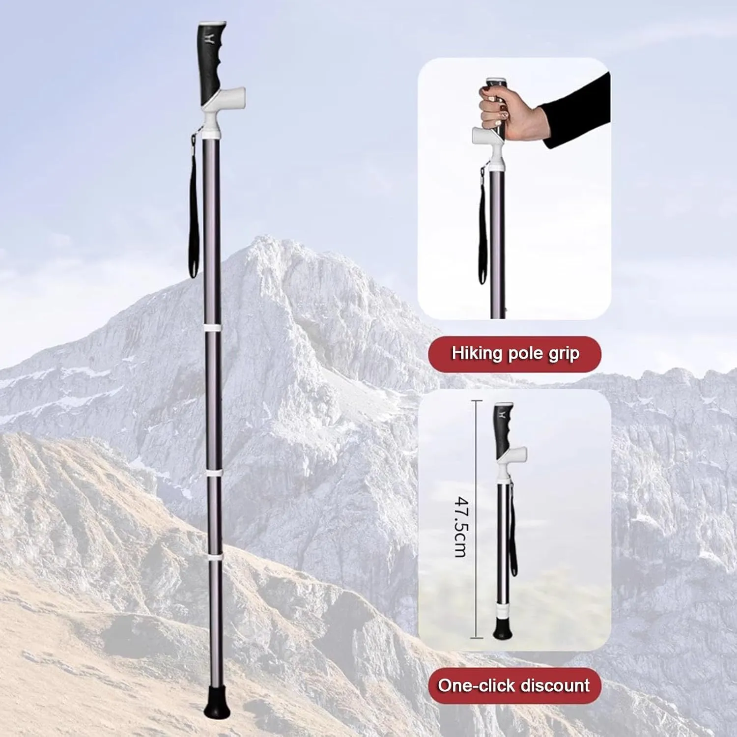 All Terrain Walking Cane Walking Sticks-Soft Hand Strap-Rubber Tip Cover Walking Poles with Adjustable Height Aids for People Withllimited Mobility(A,38~105cm)