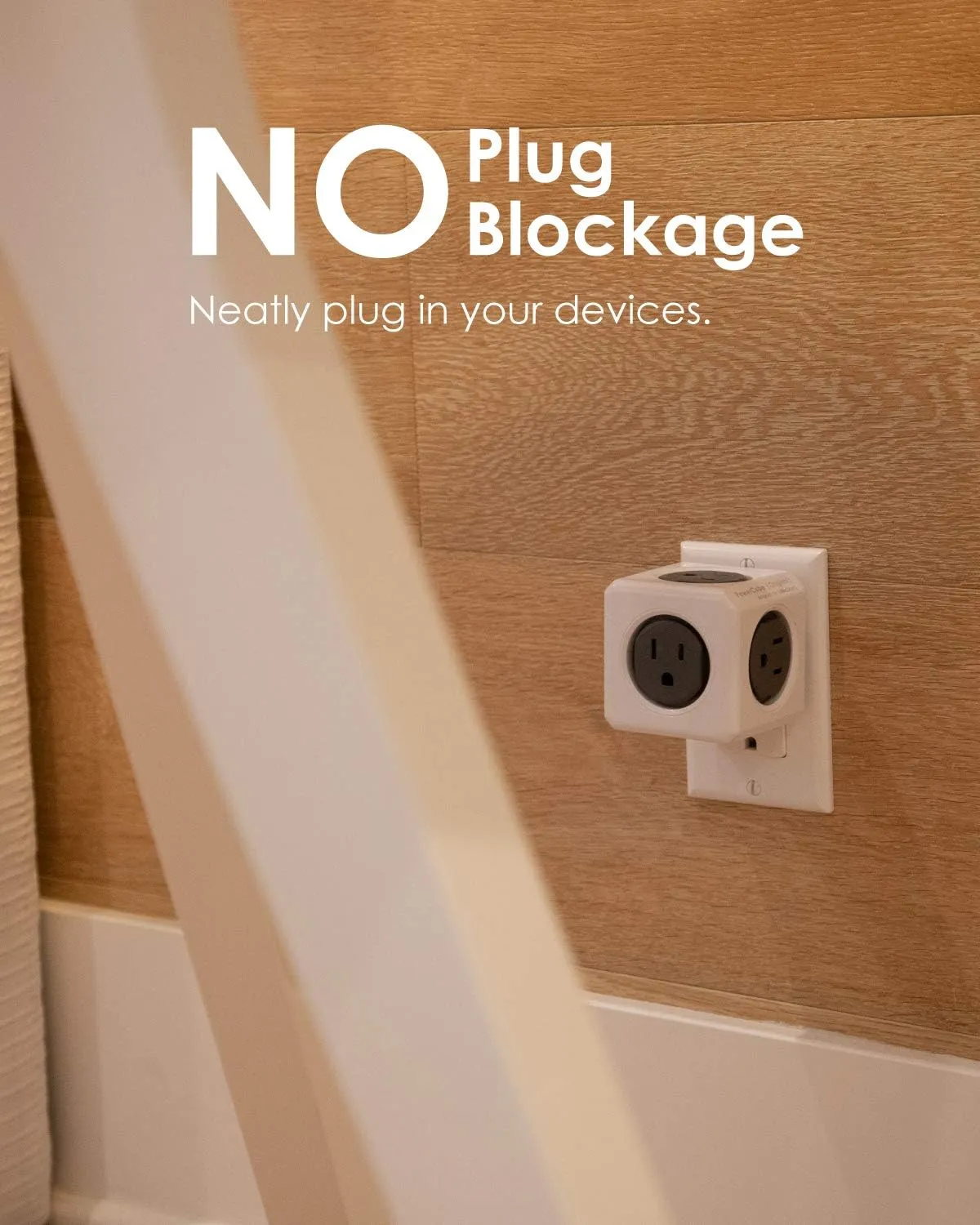 Allocacoc PowerCube |Original|, 5 Outlets, Surge Protection, Wall Plug, Cell Phone Charger, Compact for Travel, Home and Office, Space Saving, ETL Certified(Blue)