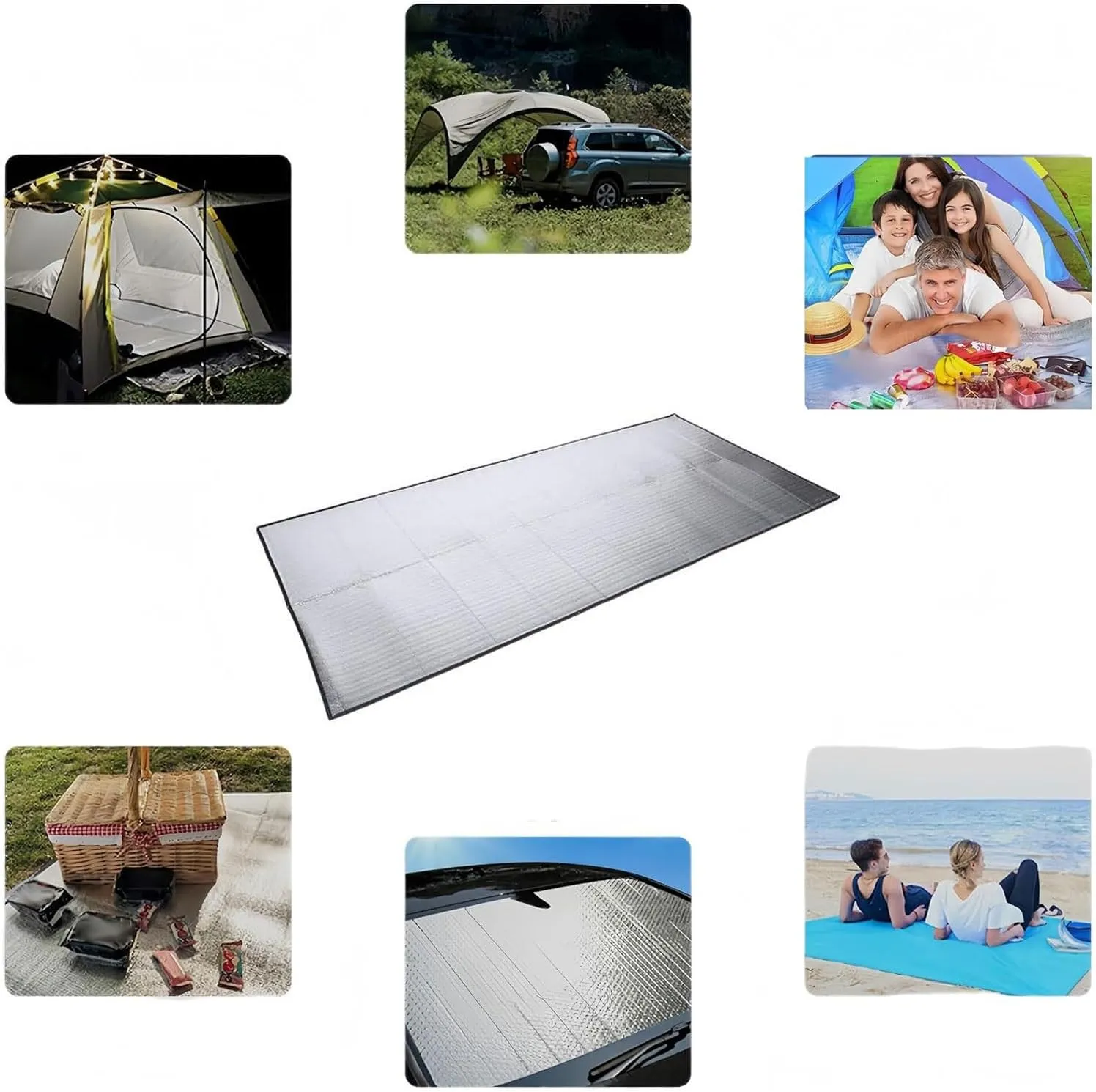 Aluminium Sleeping Mat, Foam Mats, Sleeping Mat for Camping, Insulated Blanket, 4mm Thick Foldable Tent Mat, Thermal Mat, Made of Aluminium Foil and EPE