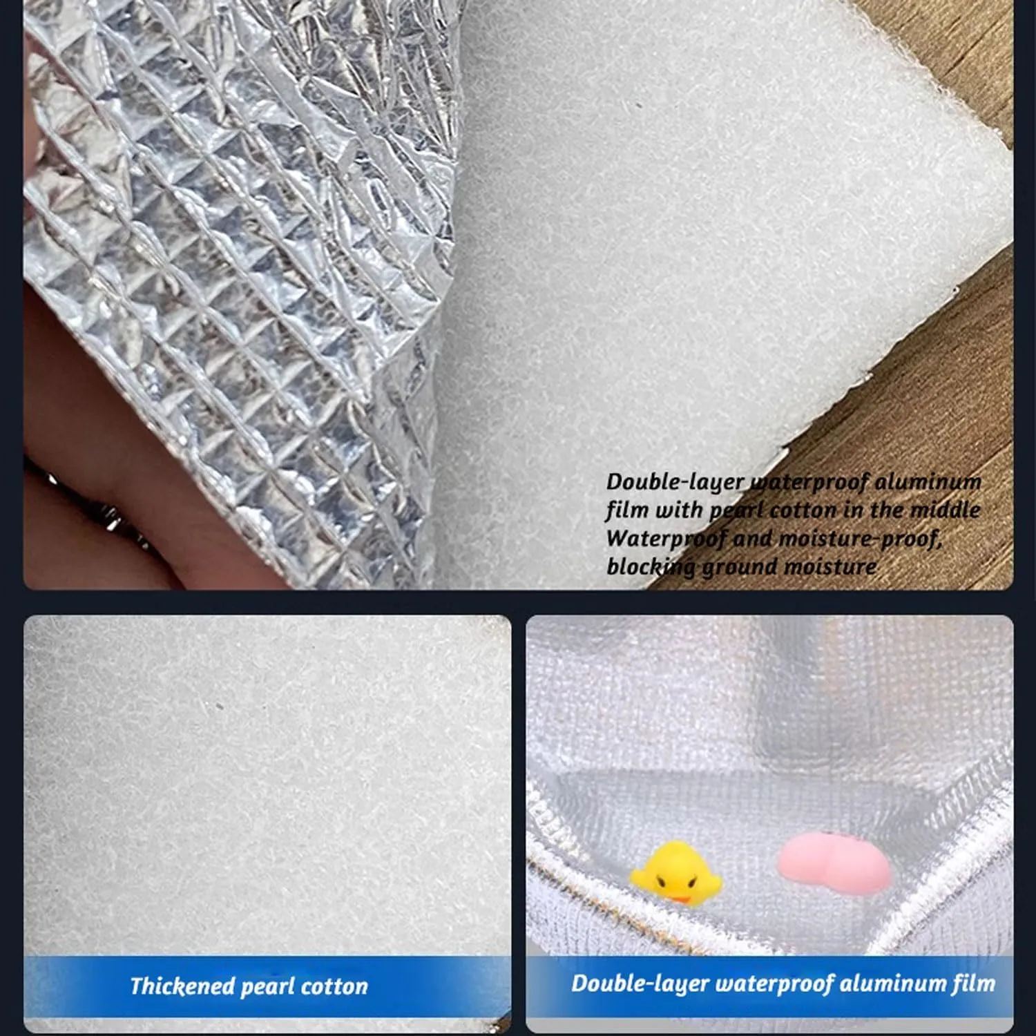 Aluminium Sleeping Mat, Foam Mats, Sleeping Mat for Camping, Insulated Blanket, 4mm Thick Foldable Tent Mat, Thermal Mat, Made of Aluminium Foil and EPE