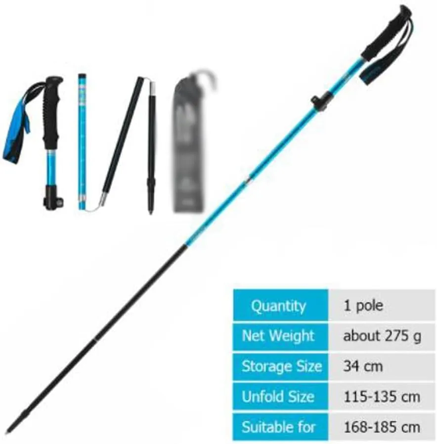 Aluminum Alloy Trekking Poles Three-Section Folding Trekking Poles Hiking and Climbing Outdoor Walking Pole (D As Show)