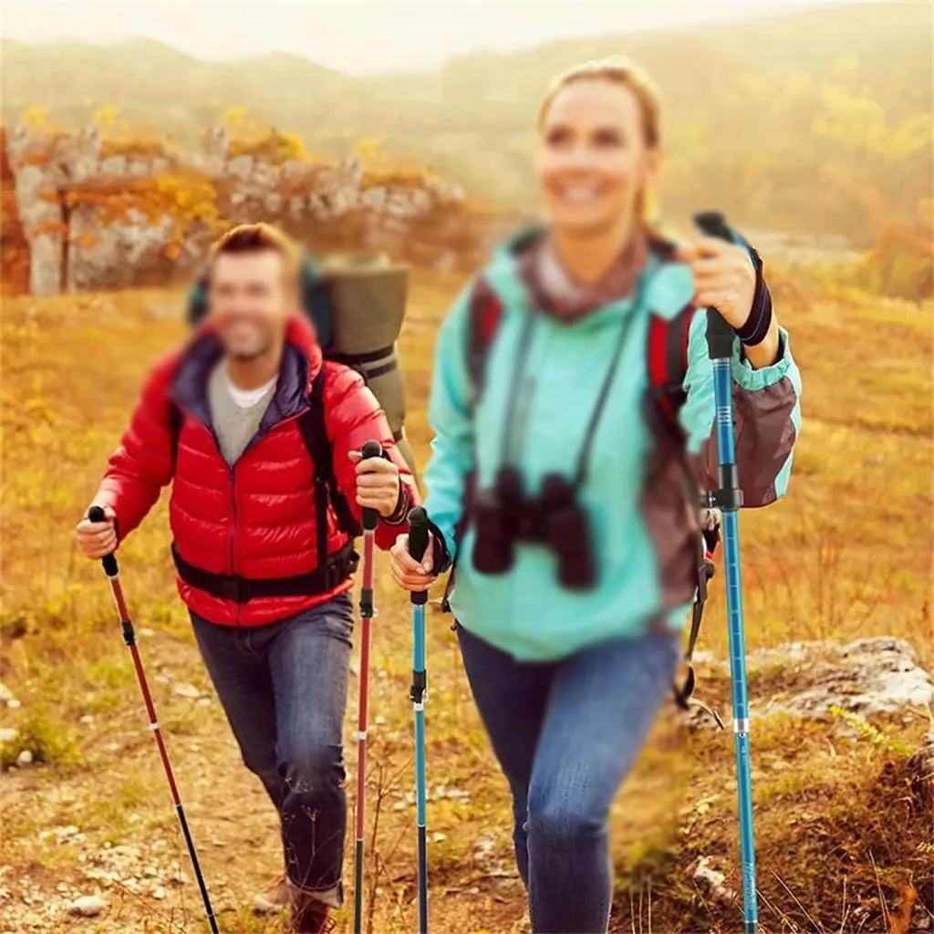 Aluminum Alloy Trekking Poles Three-Section Folding Trekking Poles Hiking and Climbing Outdoor Walking Pole (D As Show)