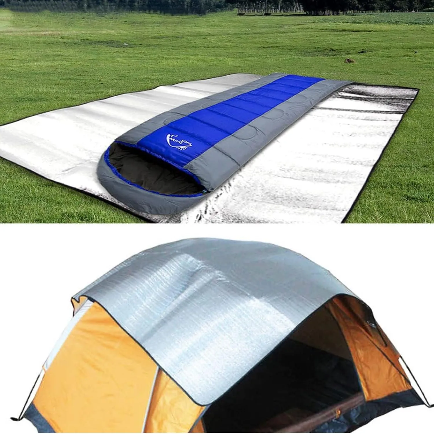Aluminum Foil Camping Mat Ground Mat Film Double-Sided Insulated Roll Mat Moisture-Proof Camp Mattress Dustproof Waterproof Sleeping Mat for Park Yoga Picnics Fishing