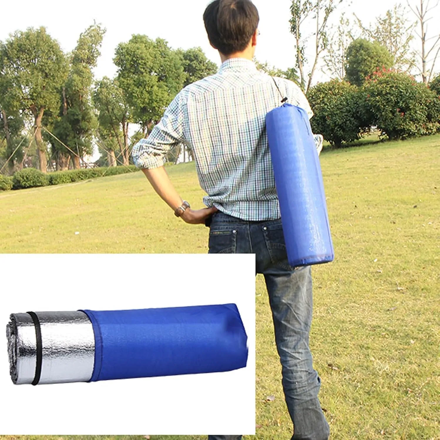 Aluminum Foil Camping Mat Ground Mat Film Double-Sided Insulated Roll Mat Moisture-Proof Camp Mattress Dustproof Waterproof Sleeping Mat for Park Yoga Picnics Fishing