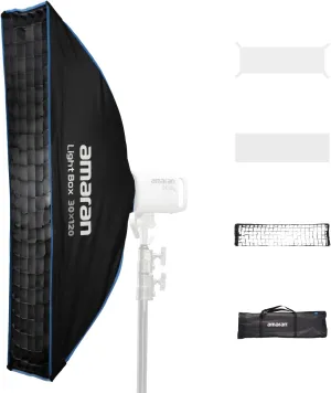 amaran Light Box 30120 Softbox,Foldable One-snap Quick-Setup Narrow Rectangular Bowens Mount softbox for amaran 60/100/200 /150c 300c(Light Box 30x120)
