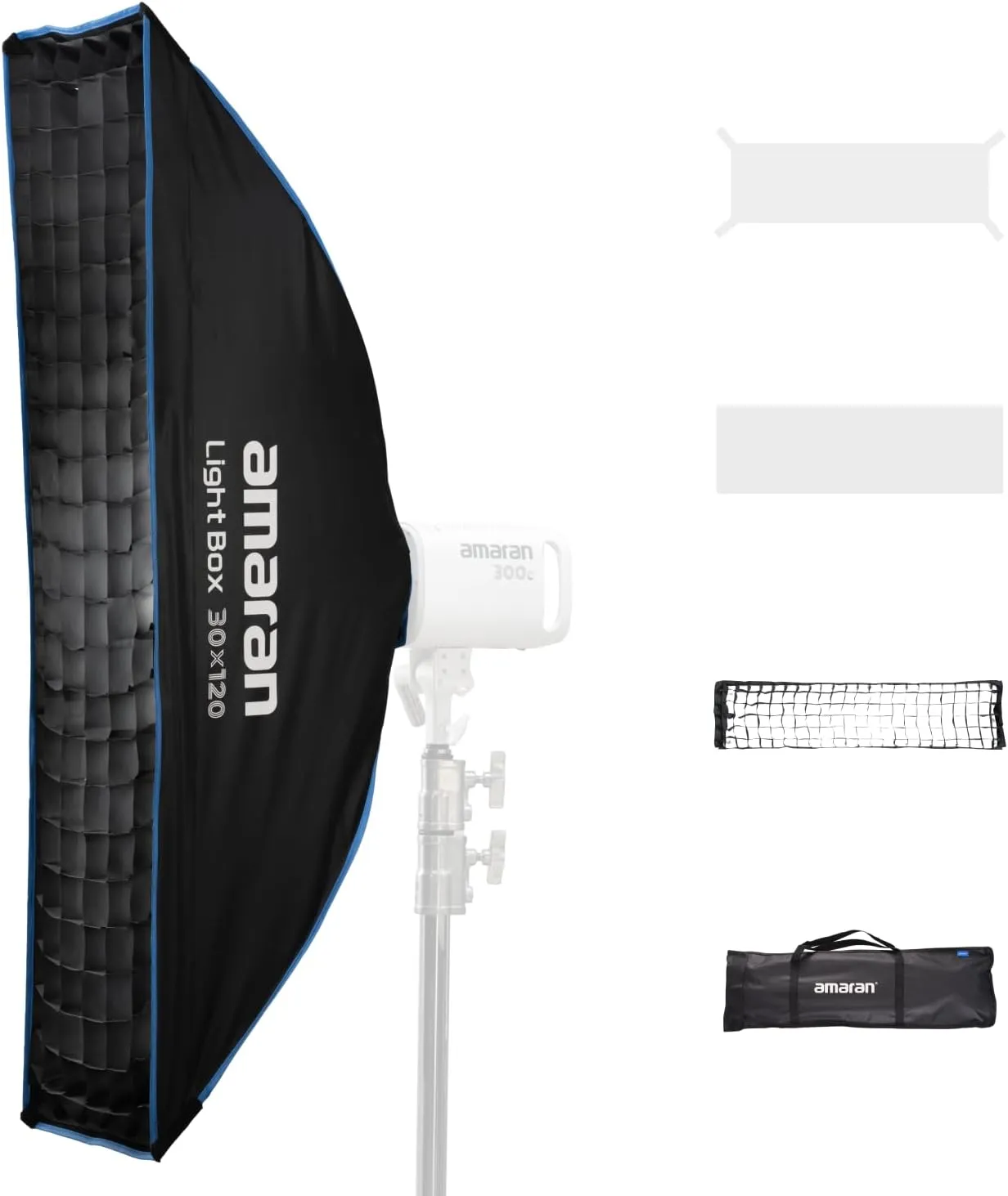 amaran Light Box 30120 Softbox,Foldable One-snap Quick-Setup Narrow Rectangular Bowens Mount softbox for amaran 60/100/200 /150c 300c(Light Box 30x120)