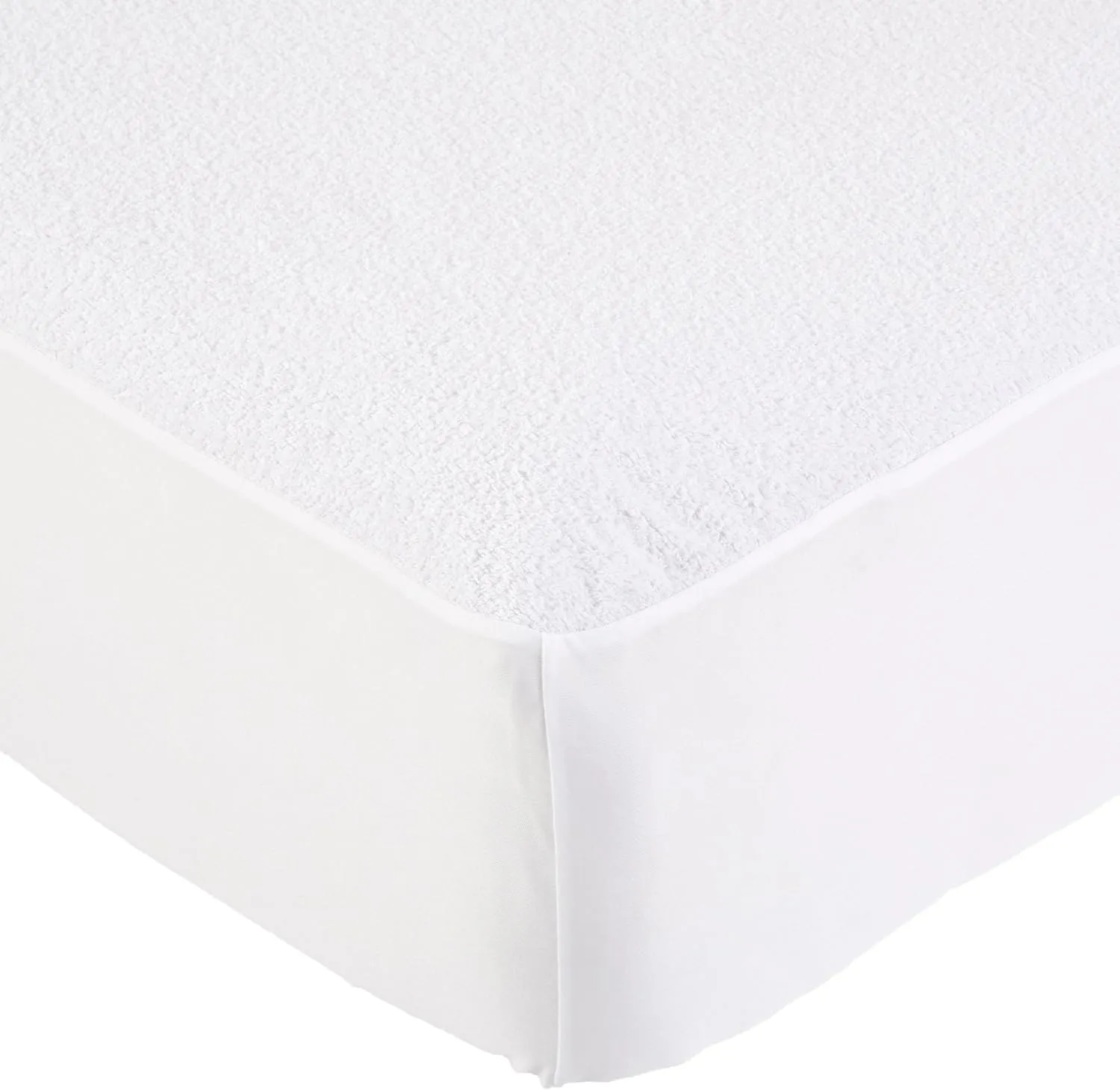 Amazon Basics Waterproof 18 inch Mattress Protector Full Size, Breathable, Machine Washable, White