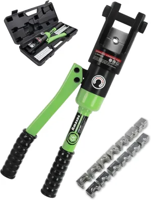 AMZCNC 16 Ton Hydraulic Wire Crimper Battery Cable Lug Terminal Crimping Tool,Crimps 8 AWG to 600 MCM, Cable Crimping Tool ​with 13 Pairs of Dies