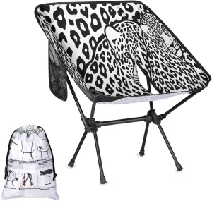 Animal Leopard Print Camping Chair Lightweight Portable Chairs for Adults Easy Installation Outdoor Foldable Camping Chair for Camping Fishing Hiking Picnic Beach