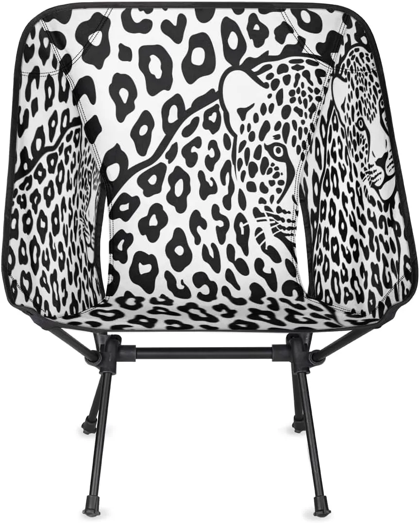 Animal Leopard Print Camping Chair Lightweight Portable Chairs for Adults Easy Installation Outdoor Foldable Camping Chair for Camping Fishing Hiking Picnic Beach