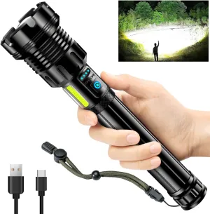 ANKRA High Lumens Flashlights Rechargeable with COB Work Light Super Bright LED Flashlight Zoomable&14 Modes &Waterproof Tactical Flashlight for Emergencies, Camping, Hiking,Outdoor,Indoor