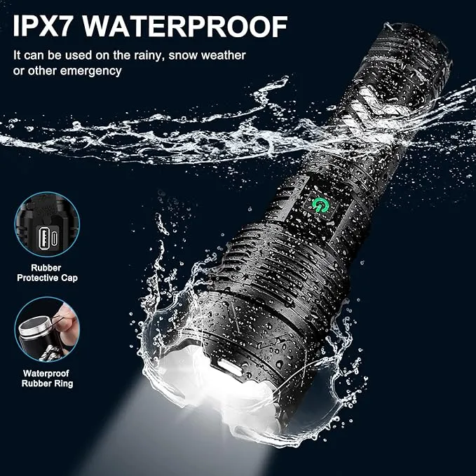 ANKRA Rechargeable Flashlights 990000 High Lumens Zoomable 5 Modes Super Bright IPX7 Waterproof & USB-C Charging Tactical Flashlights Powerful Handheld Flashlight for Emergencies Camping