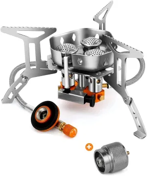 ANZAGA Folding Stove Windproof Butane and Propane Camping Stove Portable Butane Stove