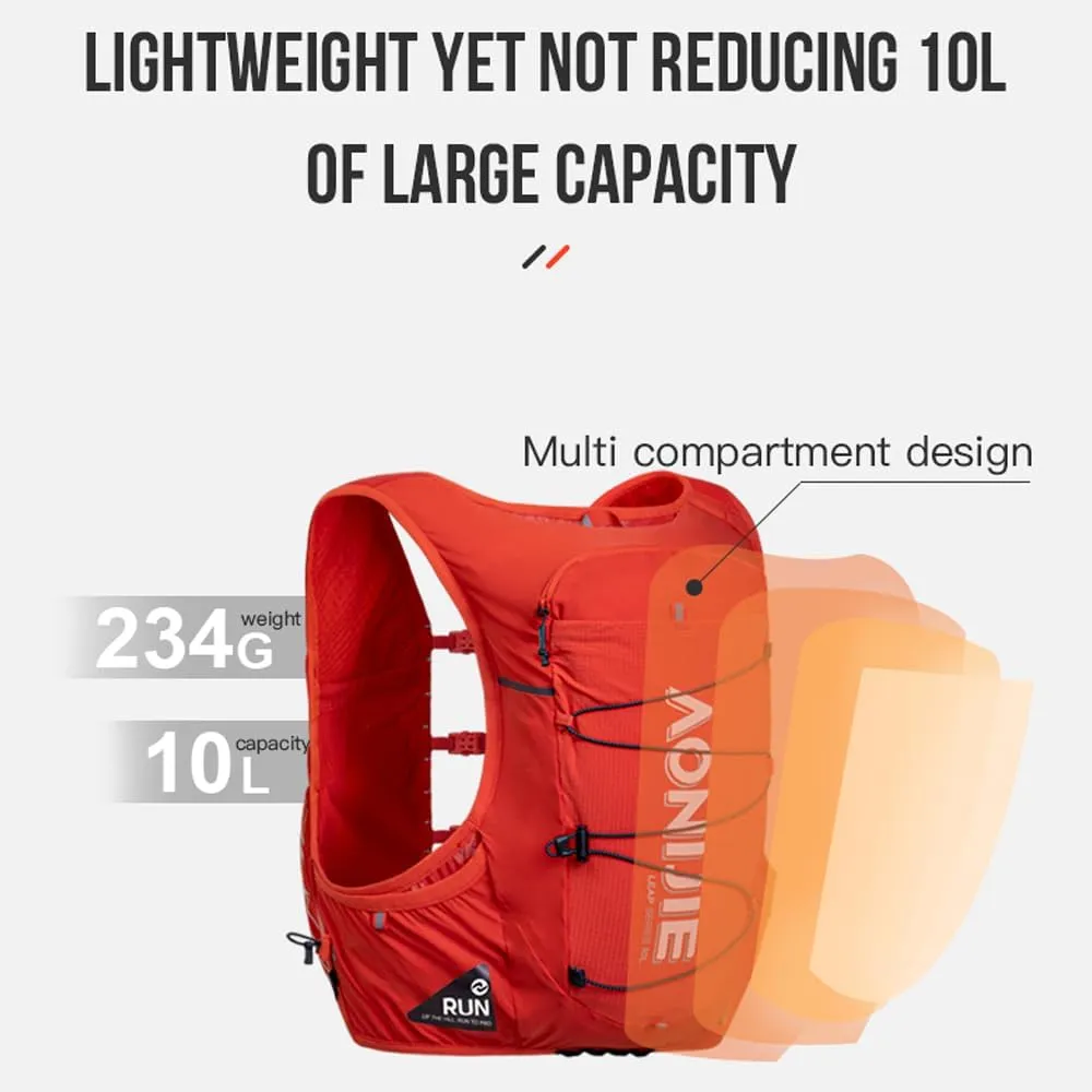 AONIJIE 10L Lightweight Trail Running Vest, Hydration Pack for Men Women, Climbing Hiking Mountaineering Hydration Vest