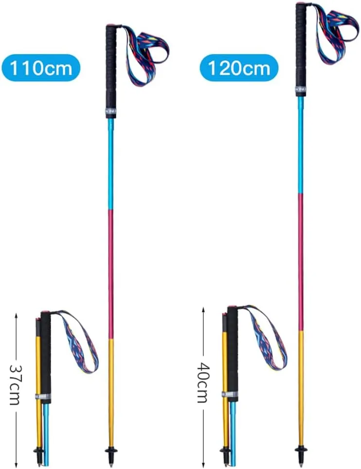 AONIJIE 2 PCS Folding Ultralight Trekking Poles with Extended Non Slip EVA Handle for Quick Locking, Shock Absorbing, Lightweight,Walking Hiking Sticks