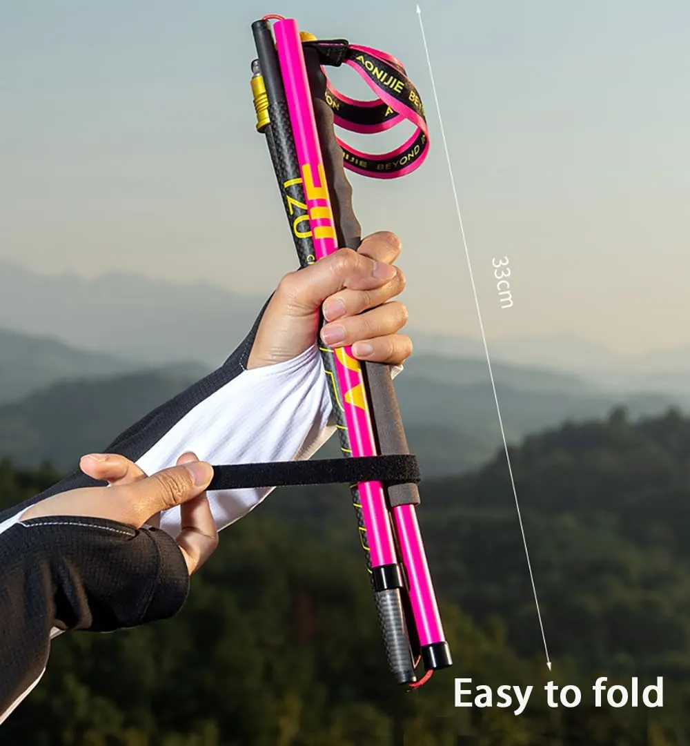 AONIJIE 2 Pieces Hiking Sticks Carbon Fiber Folding Ultra-Light Trekking Poles for Hiking and Camping