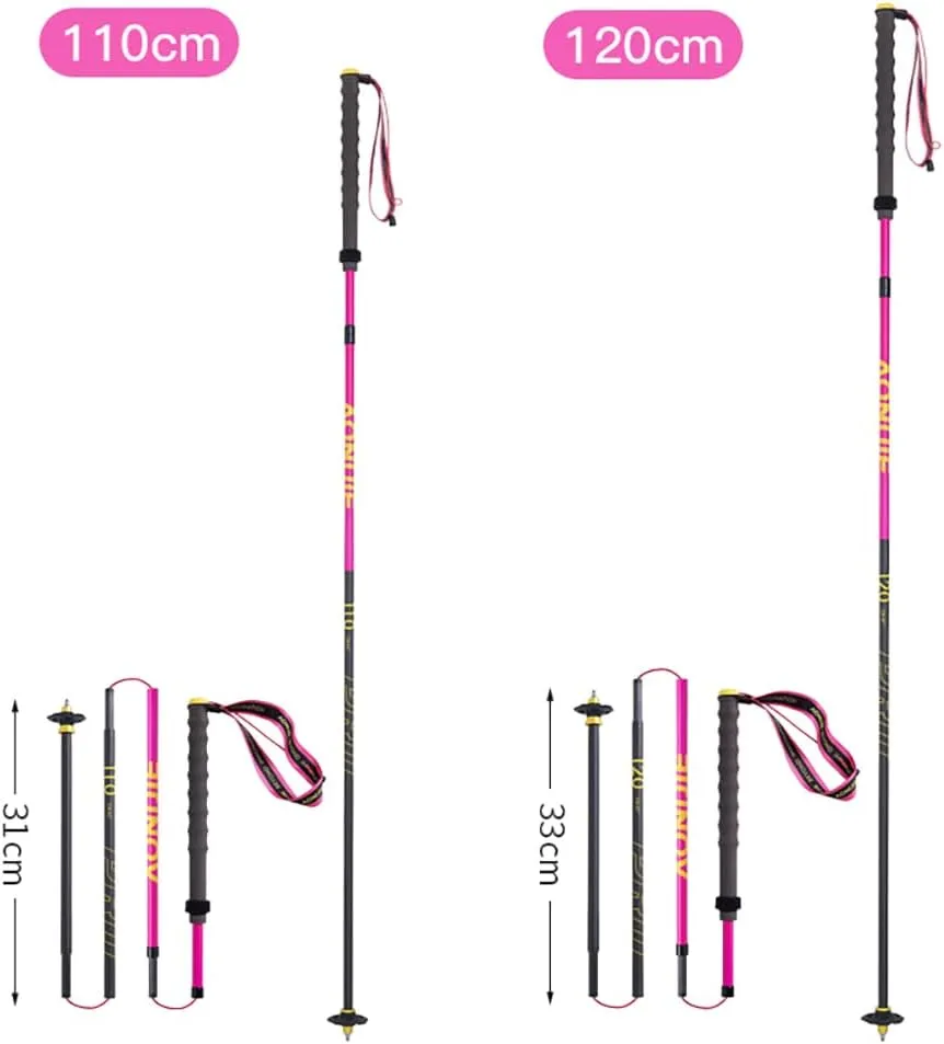 AONIJIE 2 Pieces Hiking Sticks Carbon Fiber Folding Ultra-Light Trekking Poles for Hiking and Camping