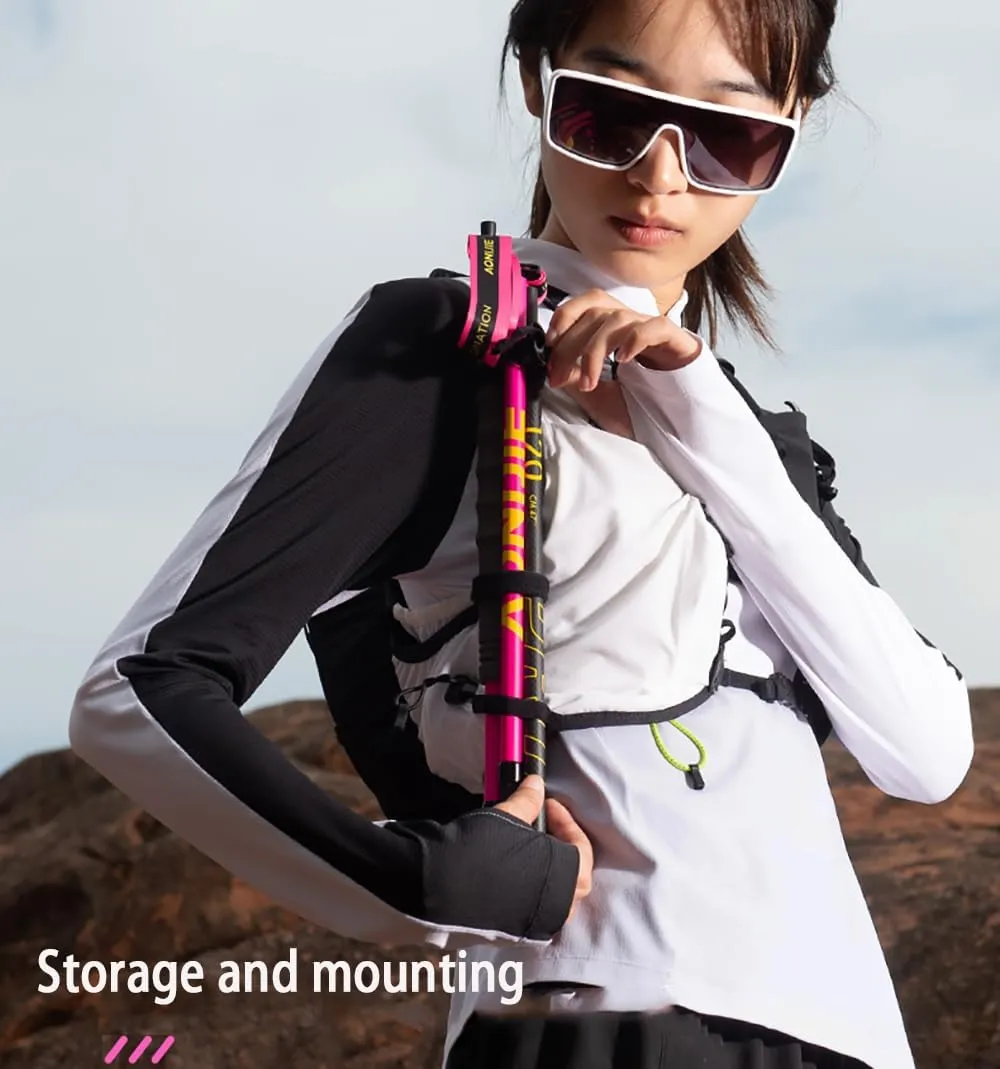 AONIJIE 2 Pieces Hiking Sticks Carbon Fiber Folding Ultra-Light Trekking Poles for Hiking and Camping