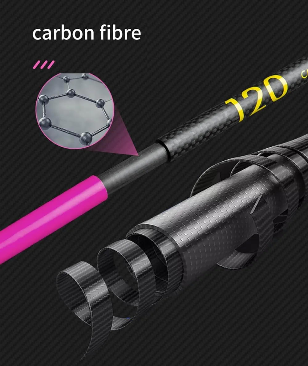 AONIJIE 2 Pieces Hiking Sticks Carbon Fiber Folding Ultra-Light Trekking Poles for Hiking and Camping