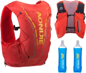 AONIJIE Running Hydration Vest 12L for Men and Women, Lightweight Hiking Backpack with 2 Soft Flasks for Running Hiking
