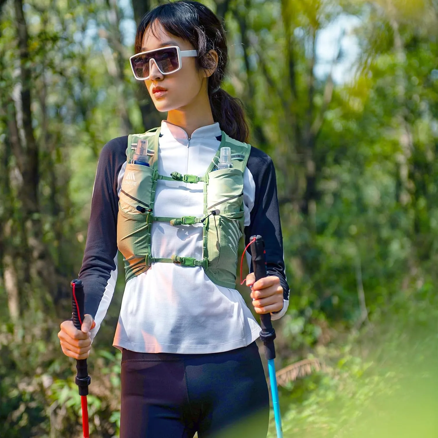 AONIJIE Running Vest Backpack 5L with External Trekking Poles Storage Bag Lightweight Pack for Trail Run Race