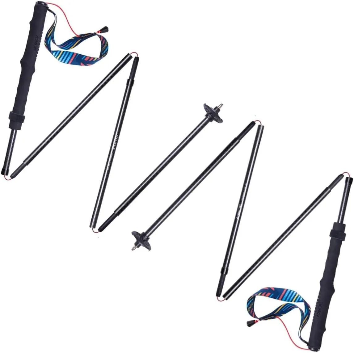 AONIJIE Trekking Poles -2 Ultralight Collapsible Carbon Fiber Hiking Poles with Anti-Shock and Quick Lock System, Folding Walking Sticks for Hiking, Camping