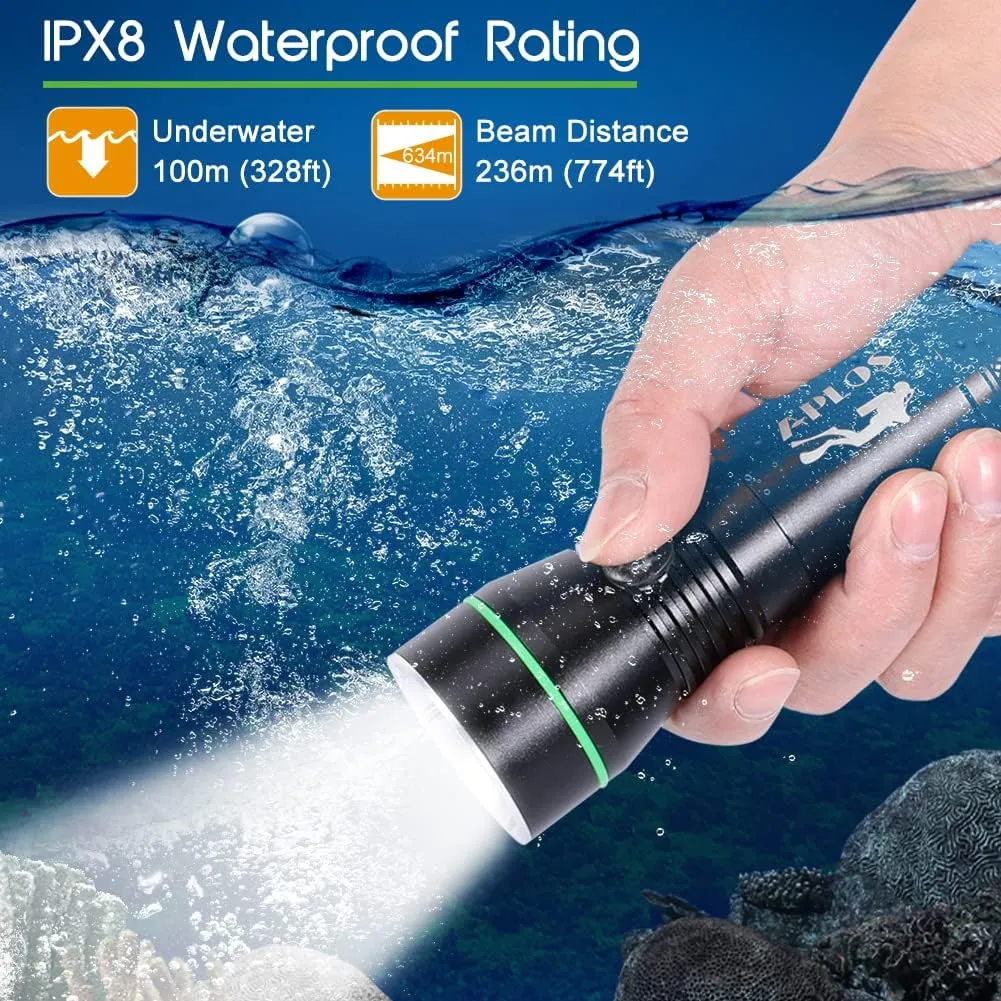 APLOS AP30C 3000lm Diving Flashlight - 3 Modes, Power Indicator, IPX8 Waterproof