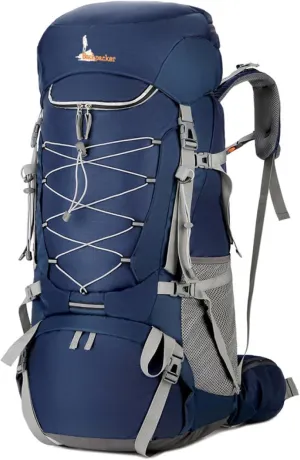 APLUSH Hiking Backpack High Capacity Lightweight Waterproof Camping Backpack Travel Daypack with Rain Cover,Blue b,75L