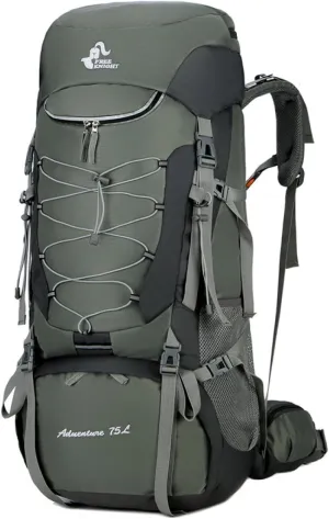 APLUSH Hiking Backpack High Capacity Lightweight Waterproof Camping Backpack Travel Daypack with Rain Cover,Green a,75L