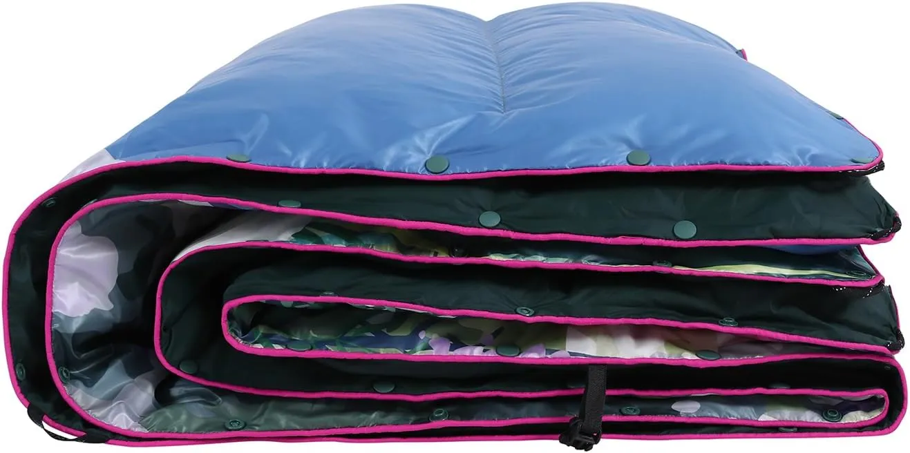 APSMILE Outdoor Down Blanket | Extra Warm & Puffy Camping Blanket | Water-resistant, Lightweight, Packable Sleeping Quilt for Camp, Travel, Hiking, Picnic, Backpack (Flower Valley HD Printed, 52"x75")