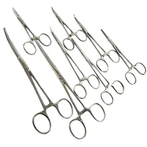 ArtLab-Ultimate Hemostat Forceps Set of 6-Straight & Curved Hemostat Forceps Locking Clamps Stainless Steel Full Serrated Jaws-Ideal for Nurses,Firefighters,Fishing (Set of 8-3.5" 5" 5.5" 7"(Str Cvd))