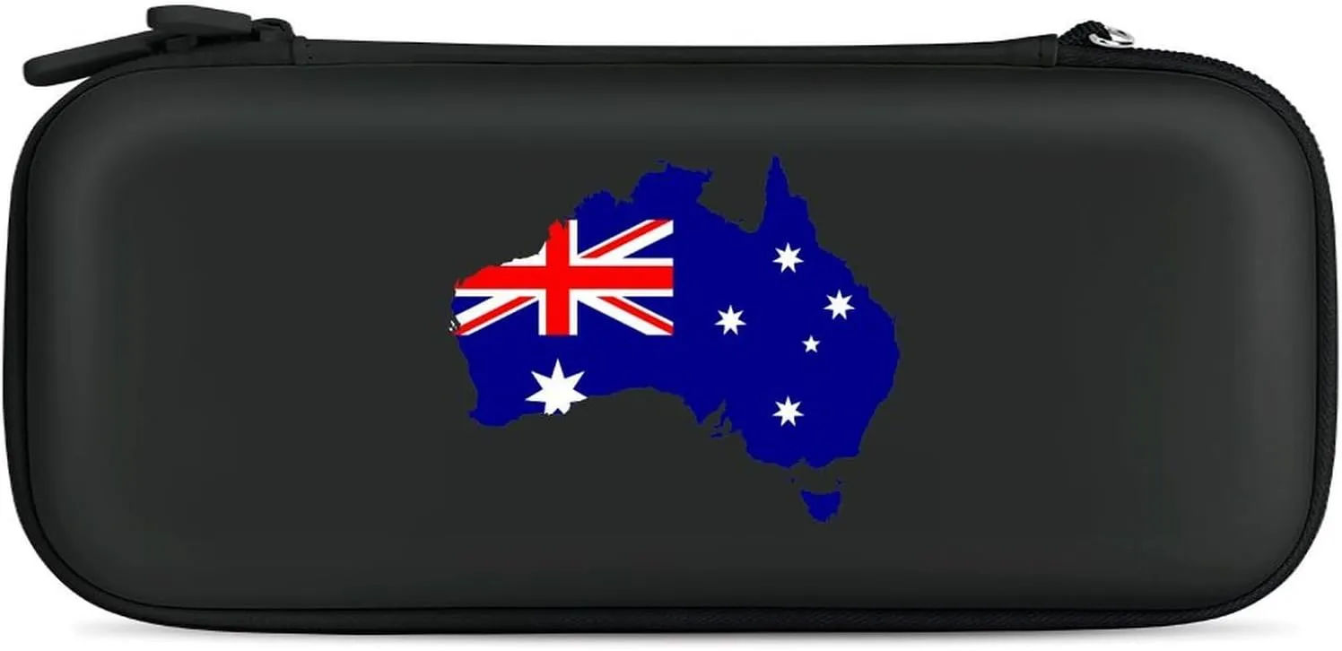Australia Map Flag Hard Shell Travel Case with Rope 15 Game Card Pockets Compatible with Switch Protective