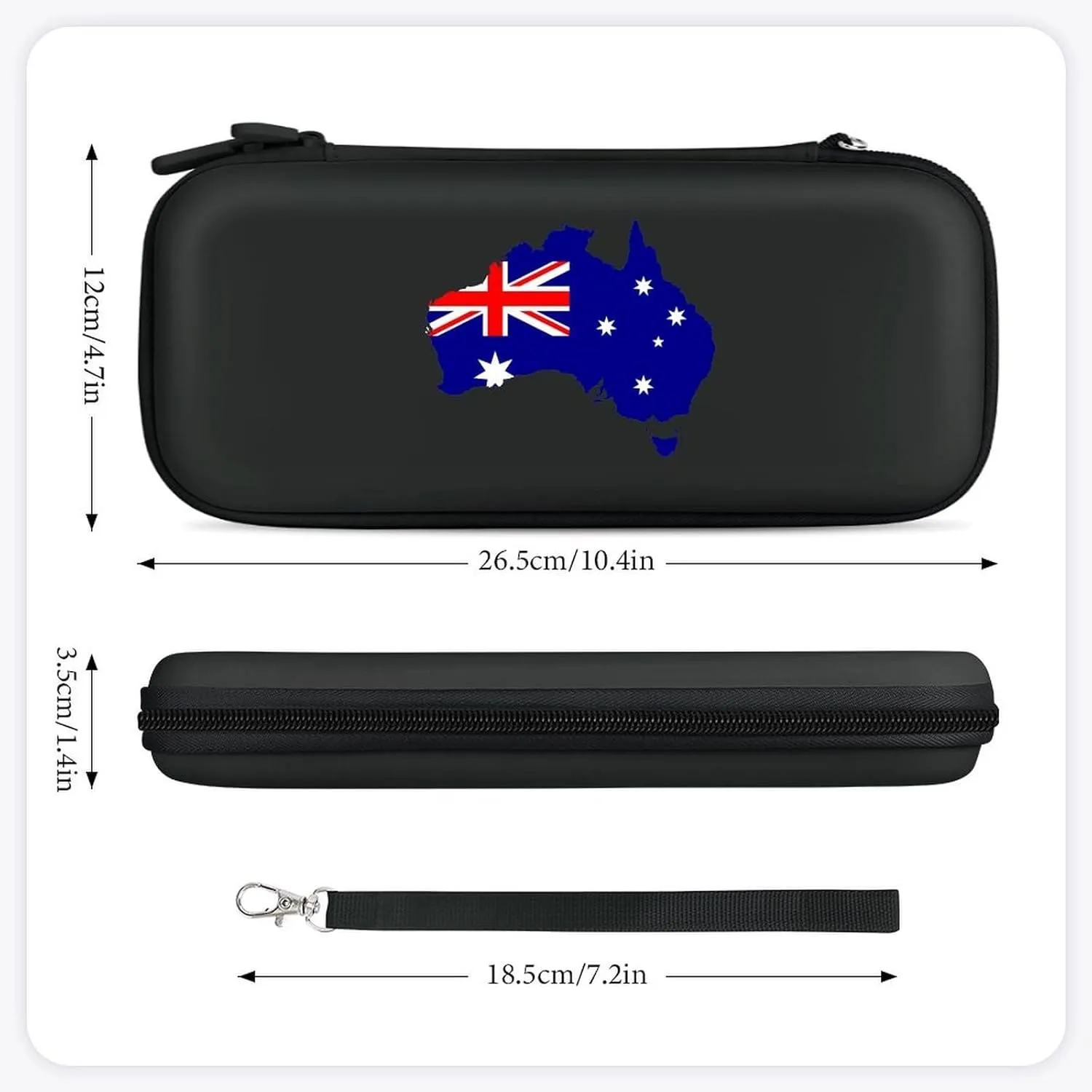 Australia Map Flag Hard Shell Travel Case with Rope 15 Game Card Pockets Compatible with Switch Protective