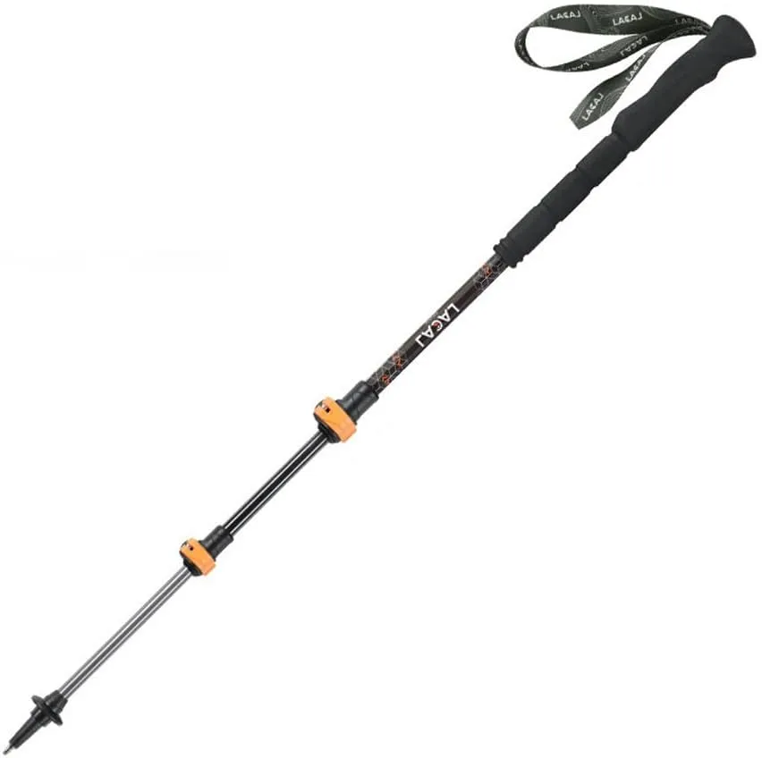 axGear Carbon Fiber Trekking Pole Adjustable Hiking Stick Collapsible Walking Cane Black