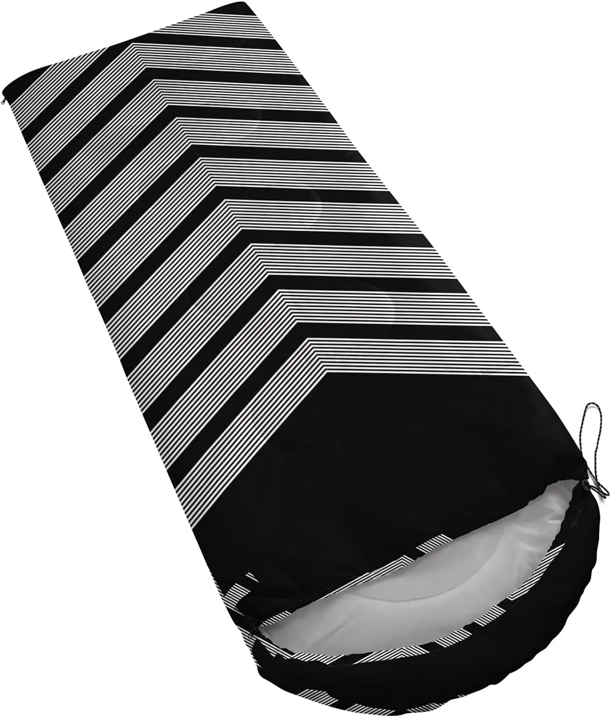 Axolotl Black and Grey Sleeping Bag for Adults,Stripe Camping Bag,3 Season Warm Cool Weather Backpacking Bag,Waterproof Portable Sleeping Bag with Compression Sack for Camping Hiking Outdoor Travel